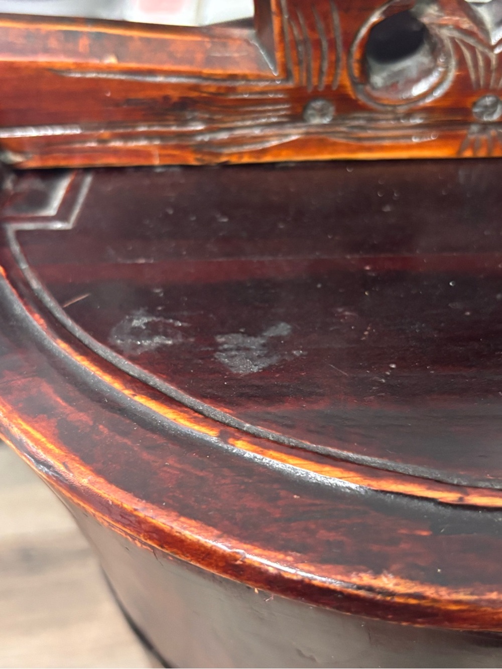 Vintage Chinese Lacquered Rice Bucket With Locking Lid & Handle Home Decor - Picture 14 of 14